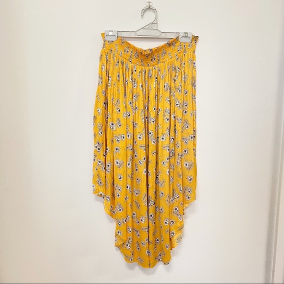 ❌SOLD❌ Country Road Midi Floral Ditsy Skirt Yellow Asymmetric Pleats Summer - Picture 3 of 9